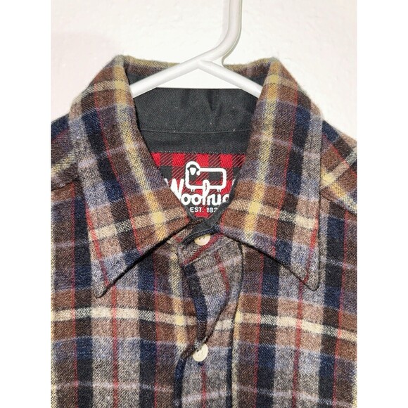 Vintage Woolrich Button Wool Long Sleeve Plaid Shirt Size L Made Usa 70s 80s 90s - Picture 3 of 14